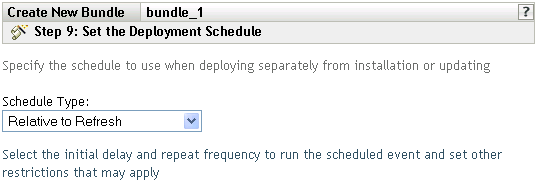 Página Programação de Distribuição de Bundle