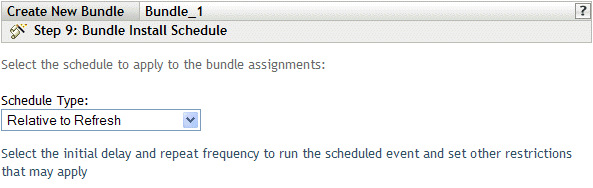 Página Programação de Instalação de Bundle
