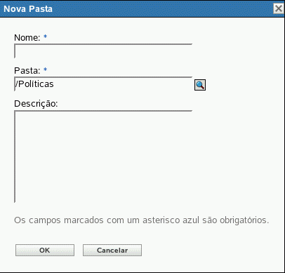 Caixa de diálogo Nova Pasta