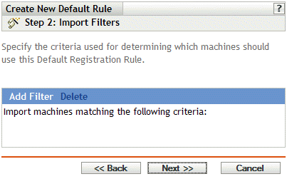 Página Importar Filtros