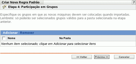 Página Participação em Grupos