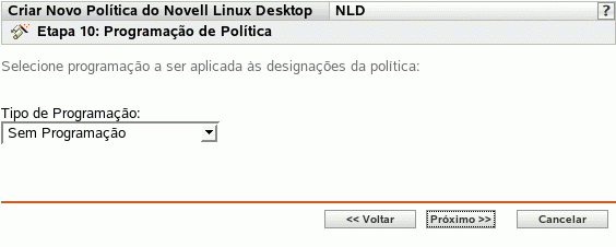 Página Programação de Política