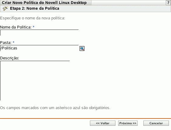 Página Nome da Política