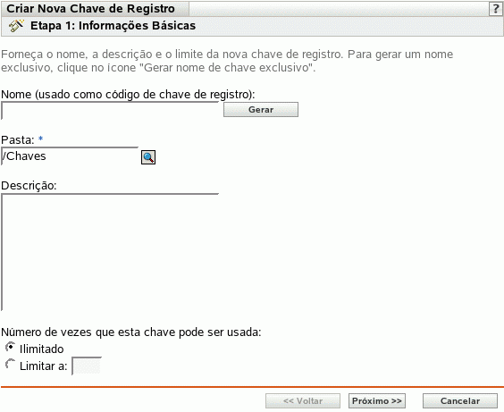 Página Informações básicas