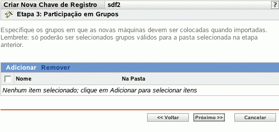 Página Participação em Grupos