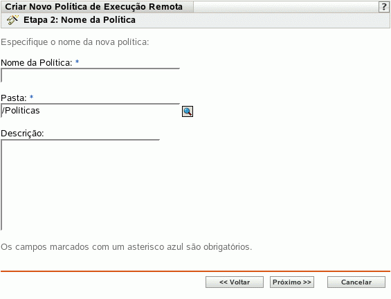 Página Nome da Política