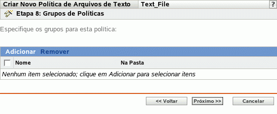 Página Grupos de Políticas