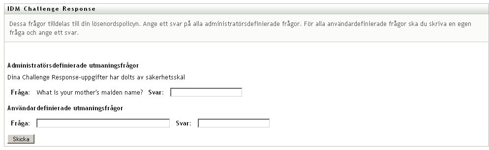 skärmdump av CR-sidan (Challenge-Response)