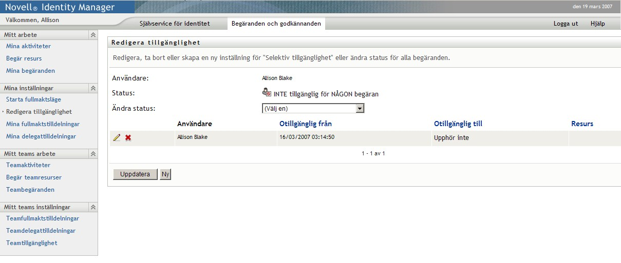 Visningslistan Redigera tillgänglighet 