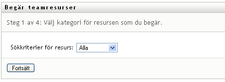 Sidan Begär teamresurser 