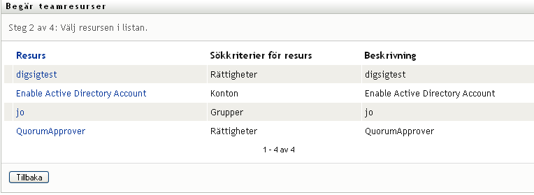 Sidan Begär teamresurser 