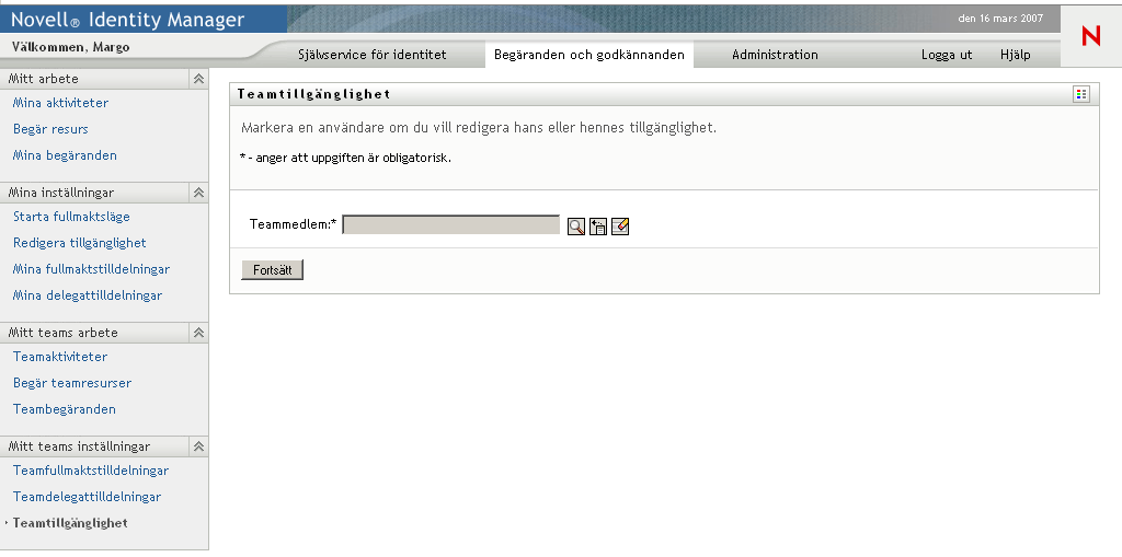 Sidan Teamtillgänglighet 