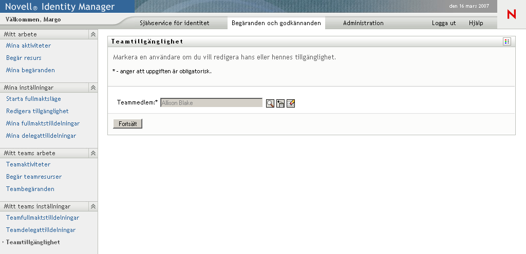 Sidan Teamtillgänglighet 