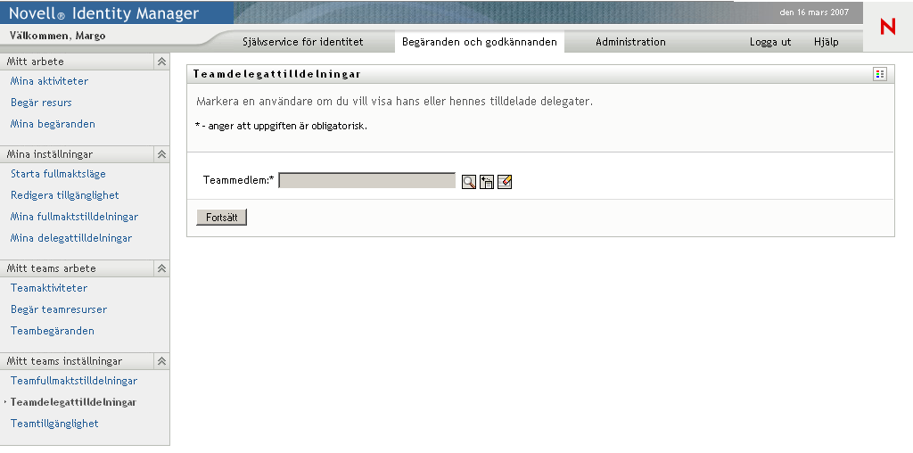 Sidan Teamombudstilldelningar 