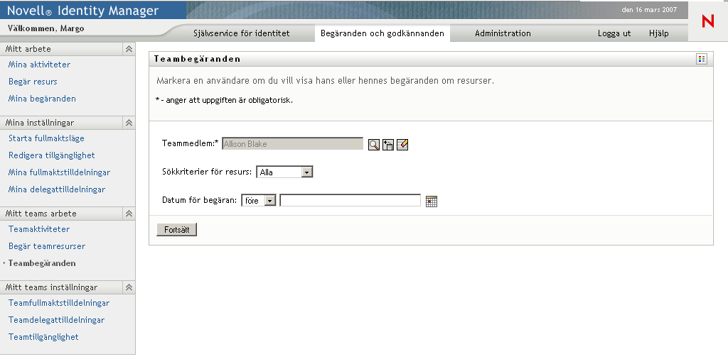 Sidan Teambegäranden 