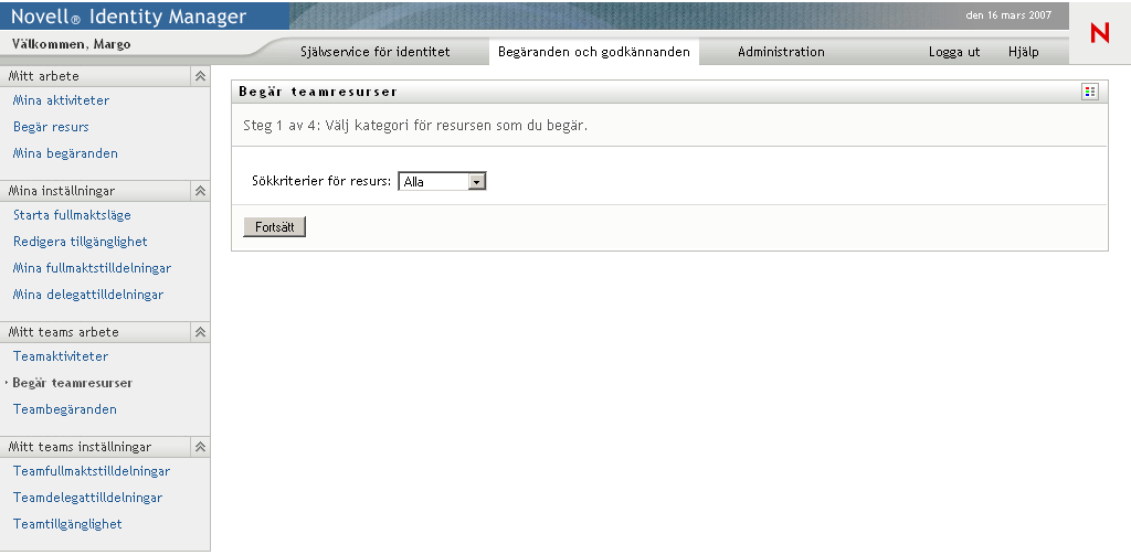 Listan Sökkriterier för resurs 