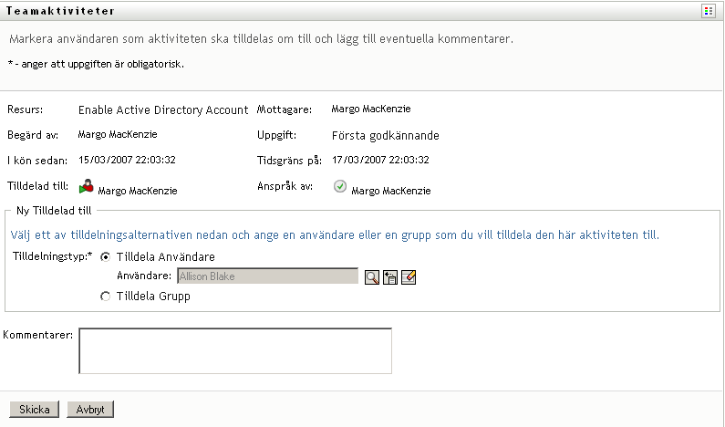 Listrutan Ny Tilldelad till 
