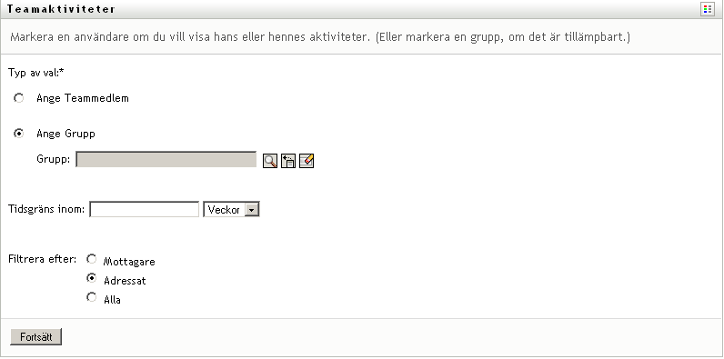 Radioknappen Ange grupp 