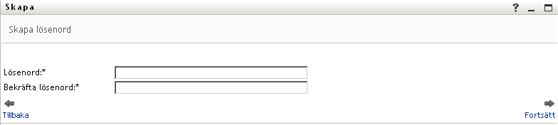 Panelen Skapa lösenord