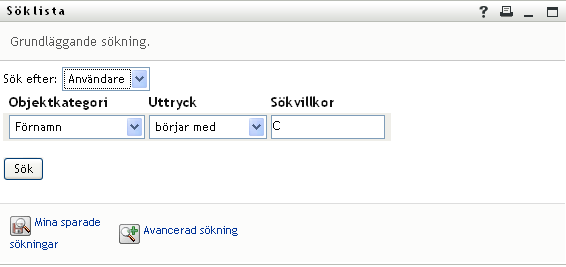 Ange ett sökvillkor på sidan Sök
