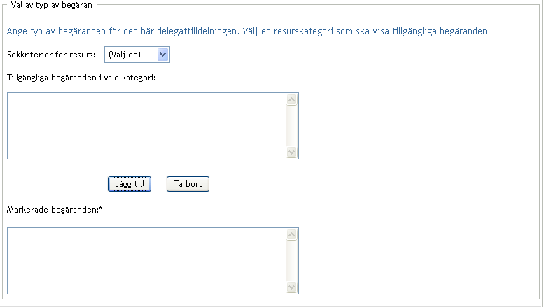 Listan Valda beställningar 