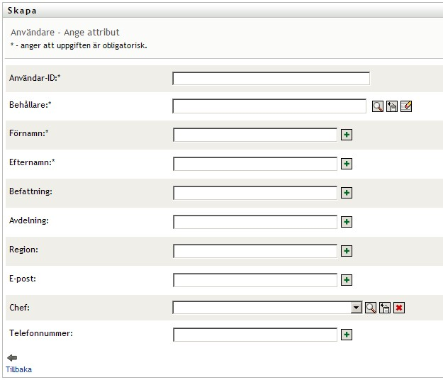 Panelen Användare – Ange attribut