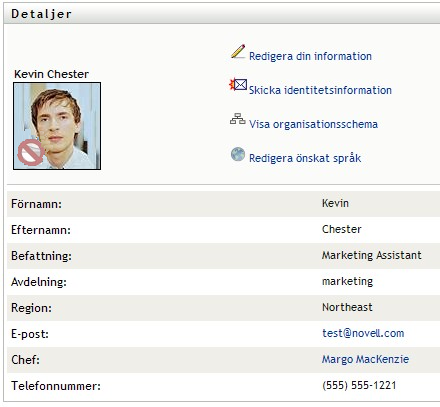 Sidan med information om användarprofil