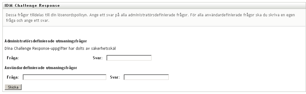 skärmdump av CR-sidan (Challenge-Response)