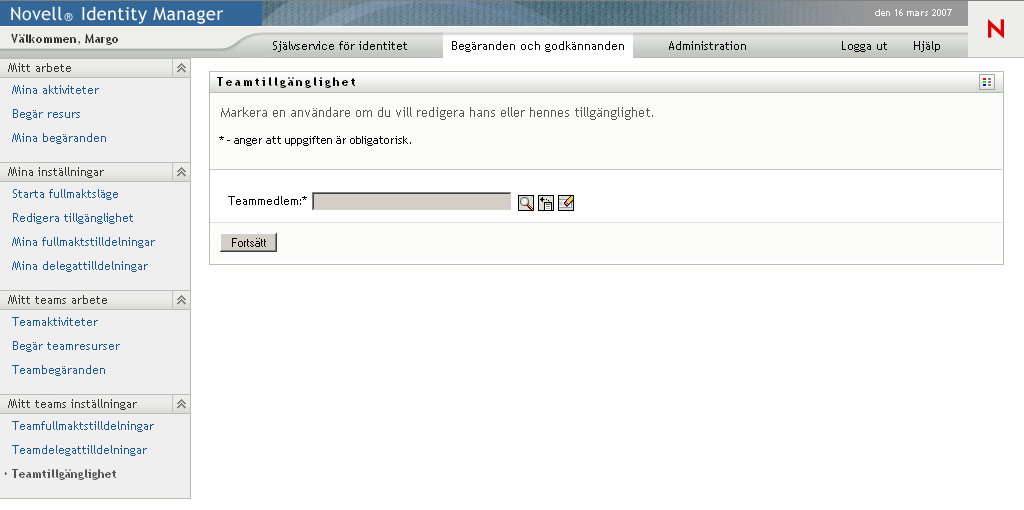 Sidan Teamtillgänglighet 