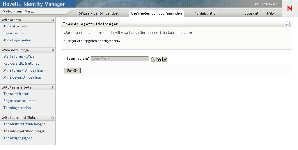 Sidan Teamombudstilldelningar 