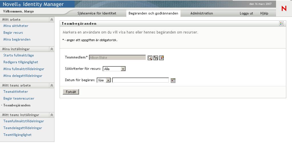 Sidan Teambegäranden 