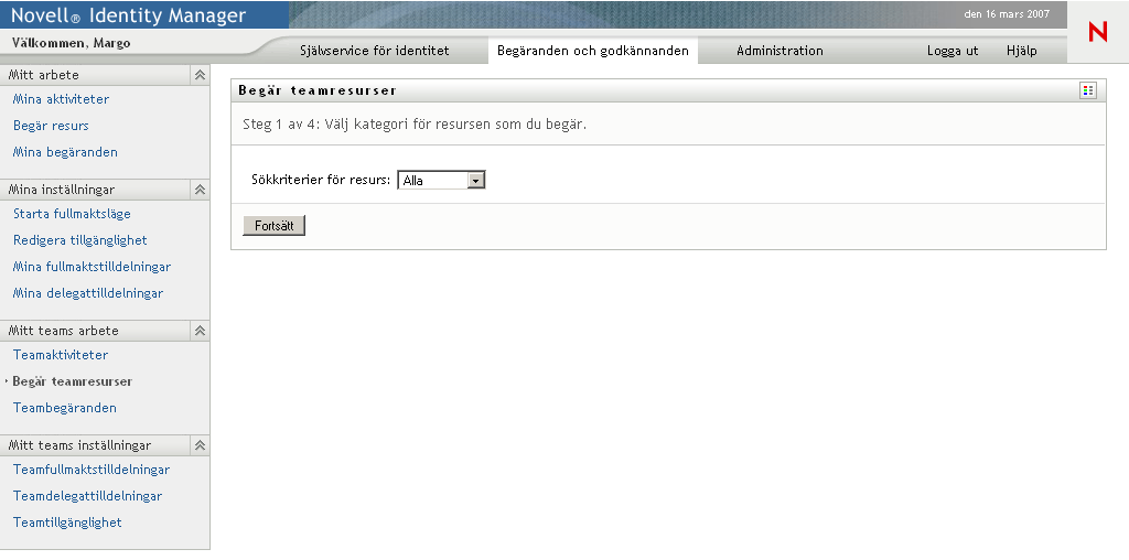 Listan Sökkriterier för resurs 
