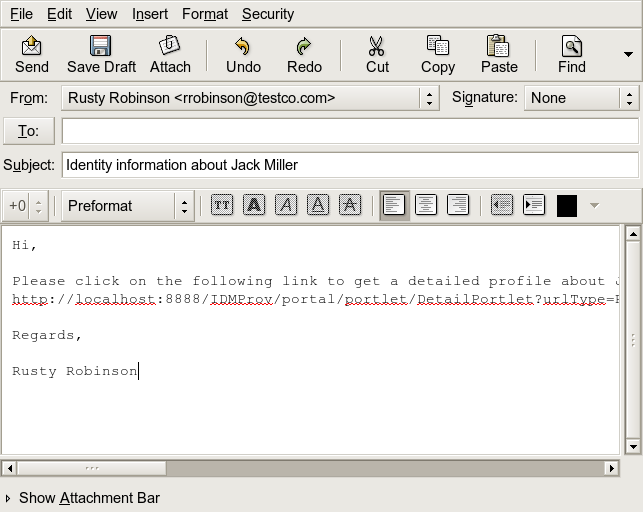 E-posta en länk till profilinformation