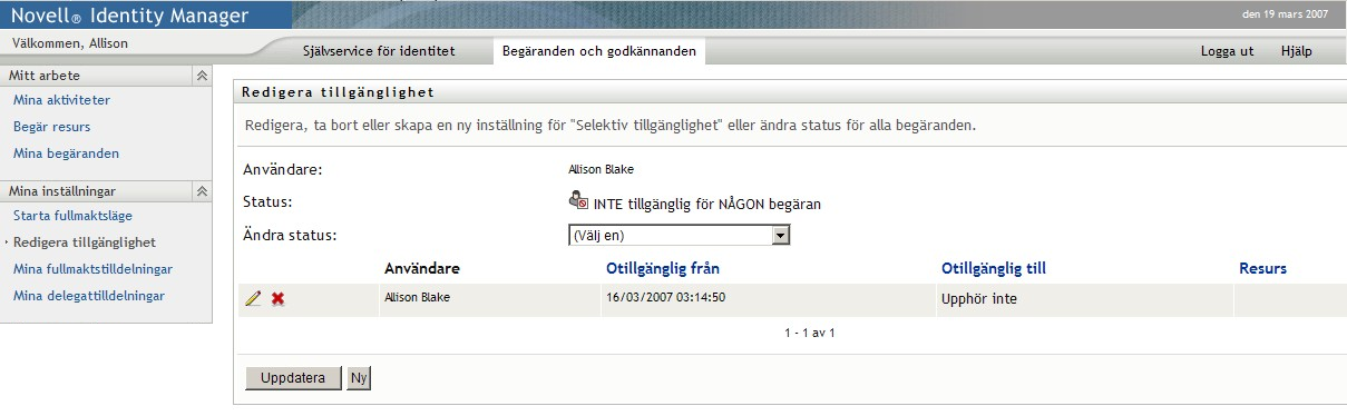 Visningslistan Redigera tillgänglighet 