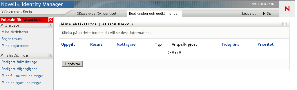 Meddelande om fullmaktsläge 