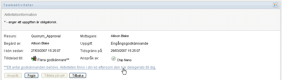 Fortsättning på formuläret Aktivitetsinformation