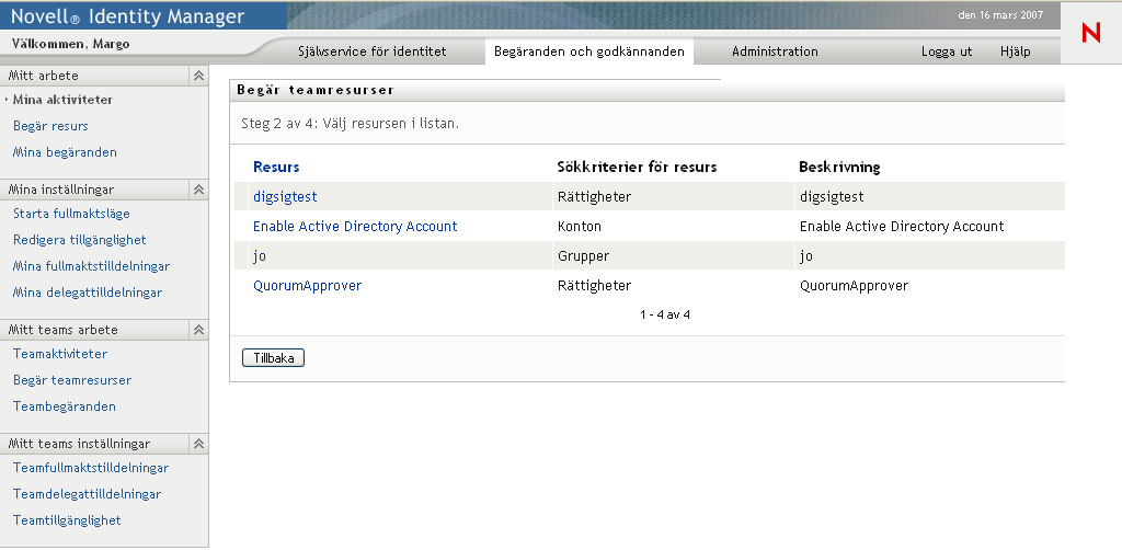 Sidan Beställ gruppresurser 
