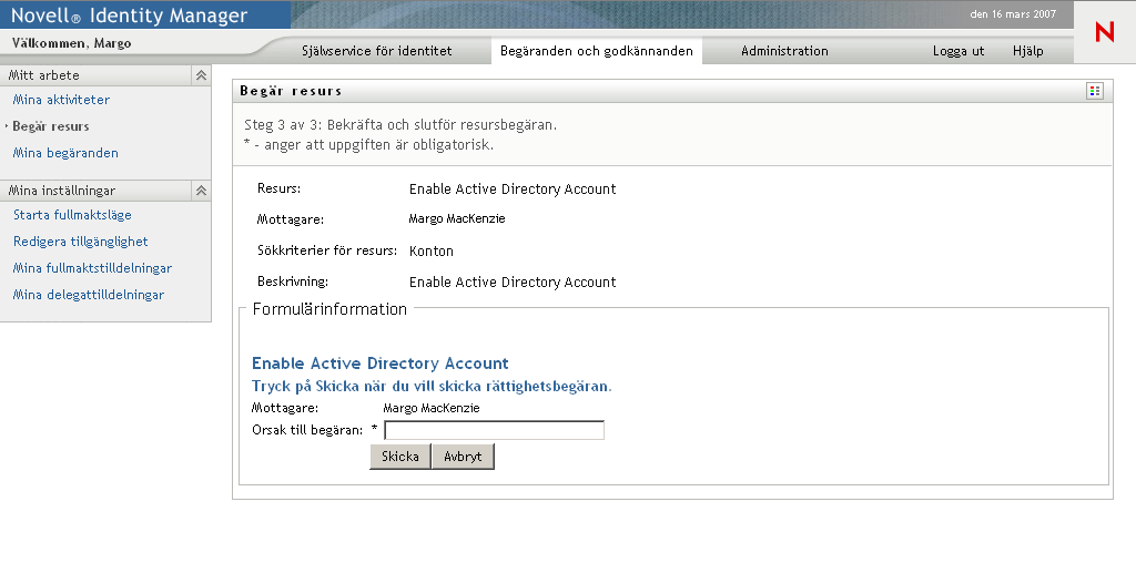 Sidan Beställ resurs 