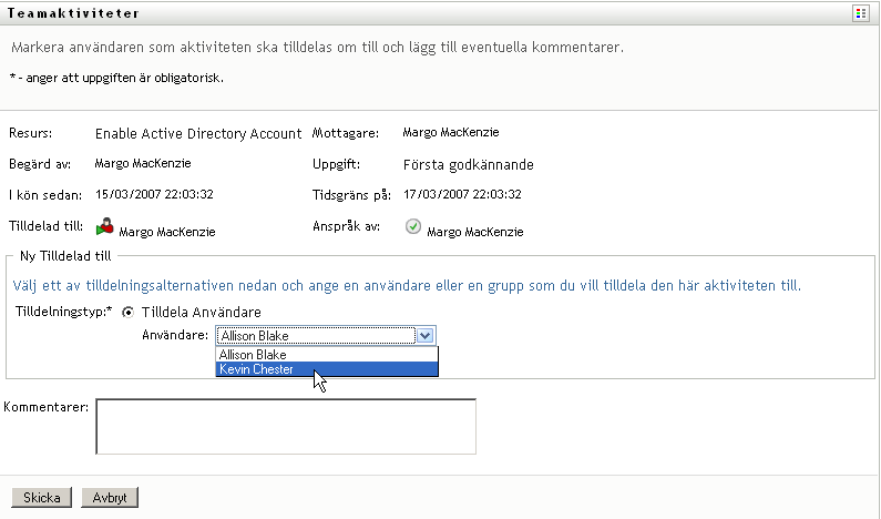 Listrutan Ny Tilldelad till 