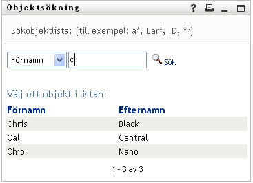 Sökresultat för en sökning efter en användare