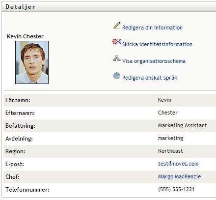 Sidan med information om användarprofil