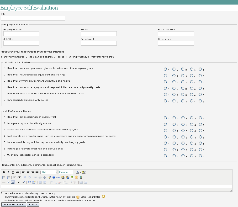 Employee SelfEvaluation  Novell User communitites