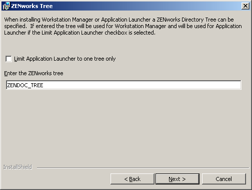 ZENworks Desktop Management ������װ�򵼵ġ�ZENworks Ŀ¼����ҳ��