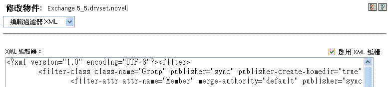 「啟用 XML 編輯」核取方塊