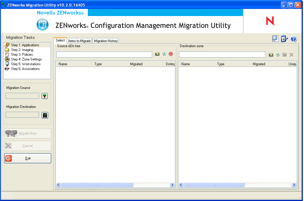 ZENworks Configuration Management 移轉公用程式