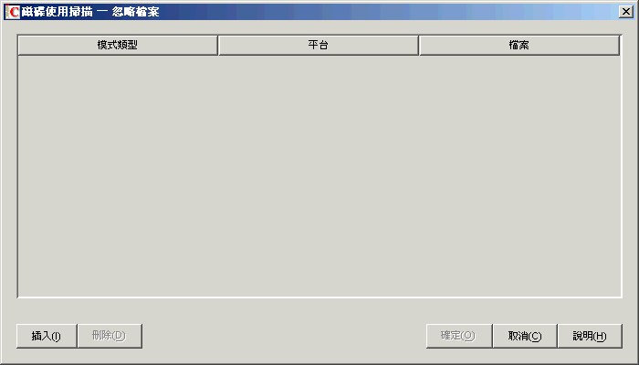 磁碟使用掃描─忽略檔案。