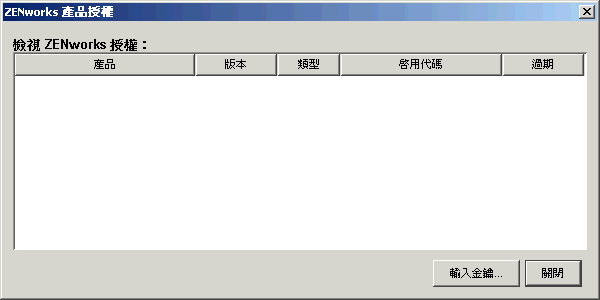 ZENworks 授權功能表
