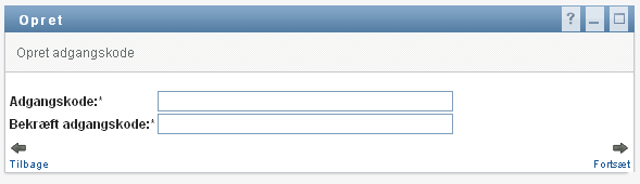 Panelet Opret adgangskode