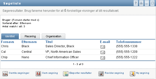 Siden Søgeliste viser søgeresultater 