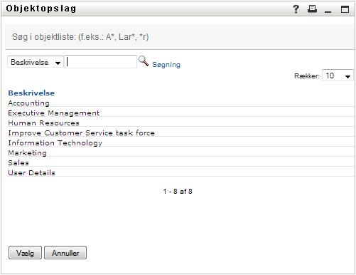 Siden Opslag viser søgeresultater